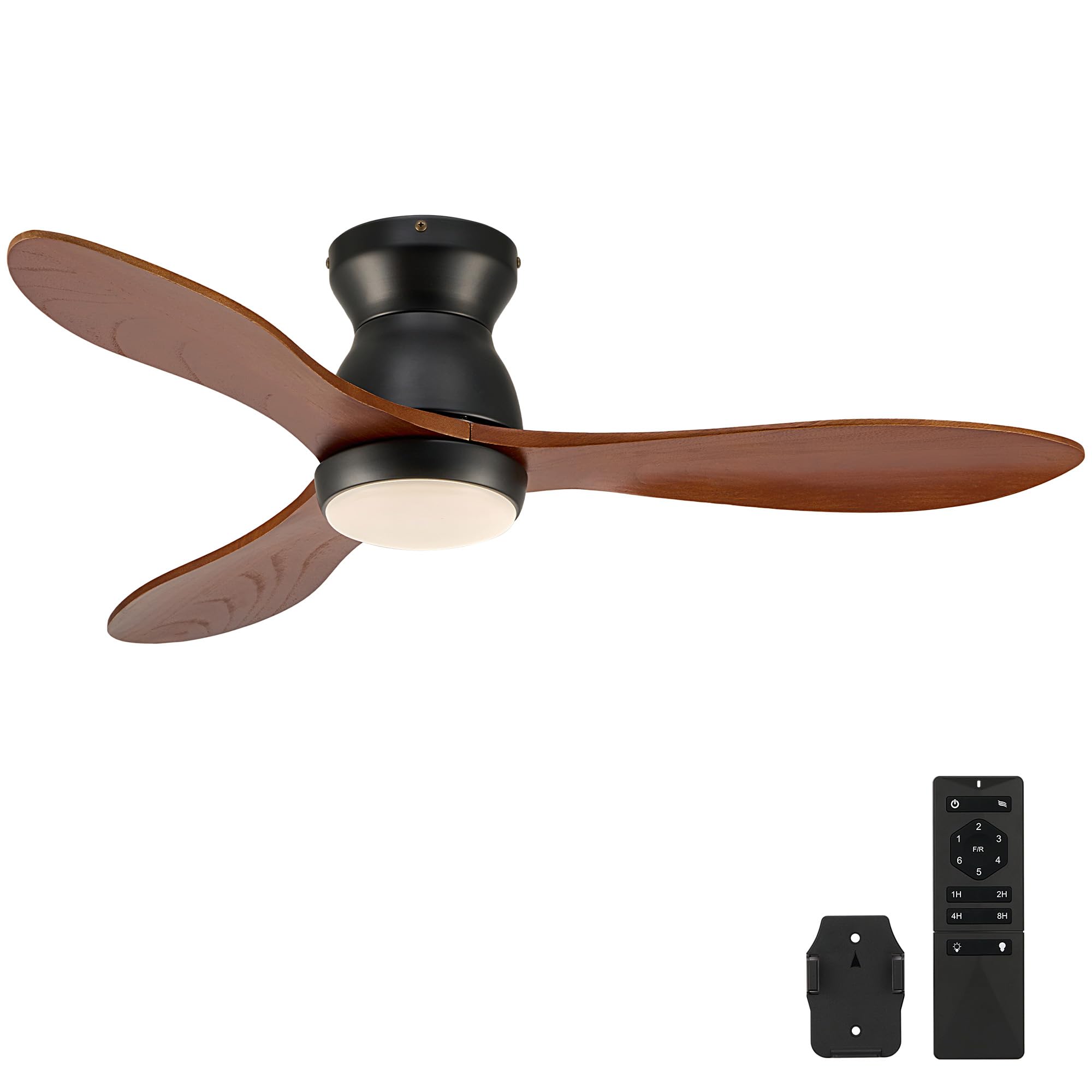 VONLUCE Ceiling Fans with Lights, 42 Inch Ceiling Fan and Remote, 6-Speeds Noiseless Reversible DC Motor, 3CCT, Wood Ceiling Fan for Farmhouse Bedroom