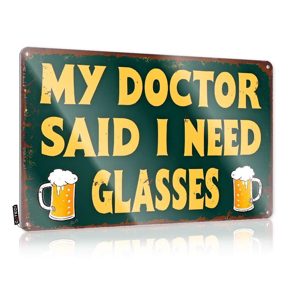Sujd Men's Colour Tin Wall Decor Statue Man Cave Bar Small Gift For Gamer My Doctor Said I Need Glasses. - Easy To Hang Art(20X30cm)