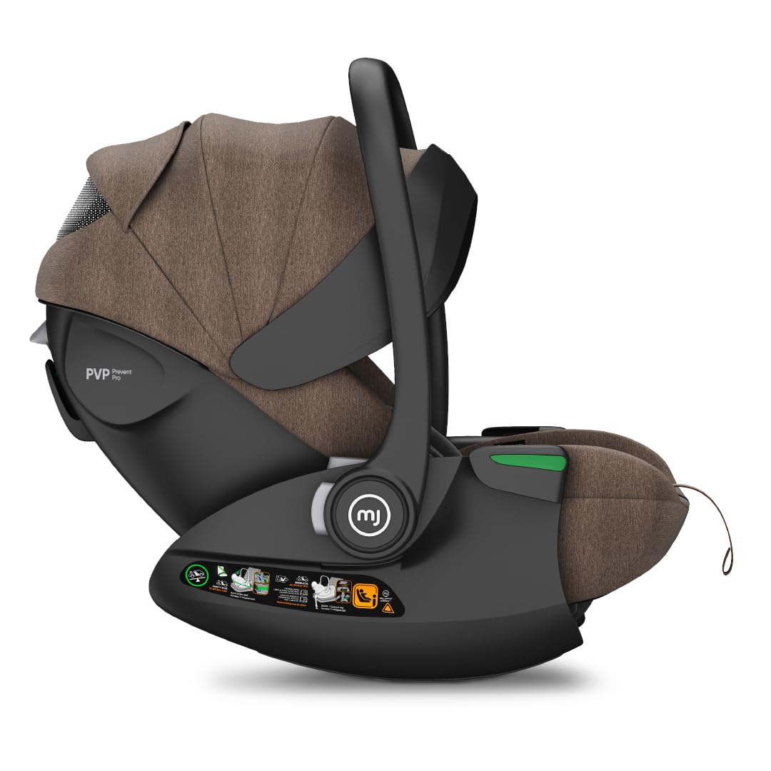 my junior® AURAᵉʳᵍᵒ i-Size Babyschale Autokindersitz mit 170° Liegeposition, 6-stufige Memory-Schaum Kopfstütze, 40-87 cm, bis 13 kg (Hazel)