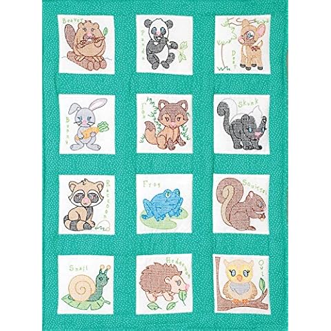 Jack Dempsey Needle Art Forest Friends Embroidery Kit, 9" x 9" Blocks, White Cover