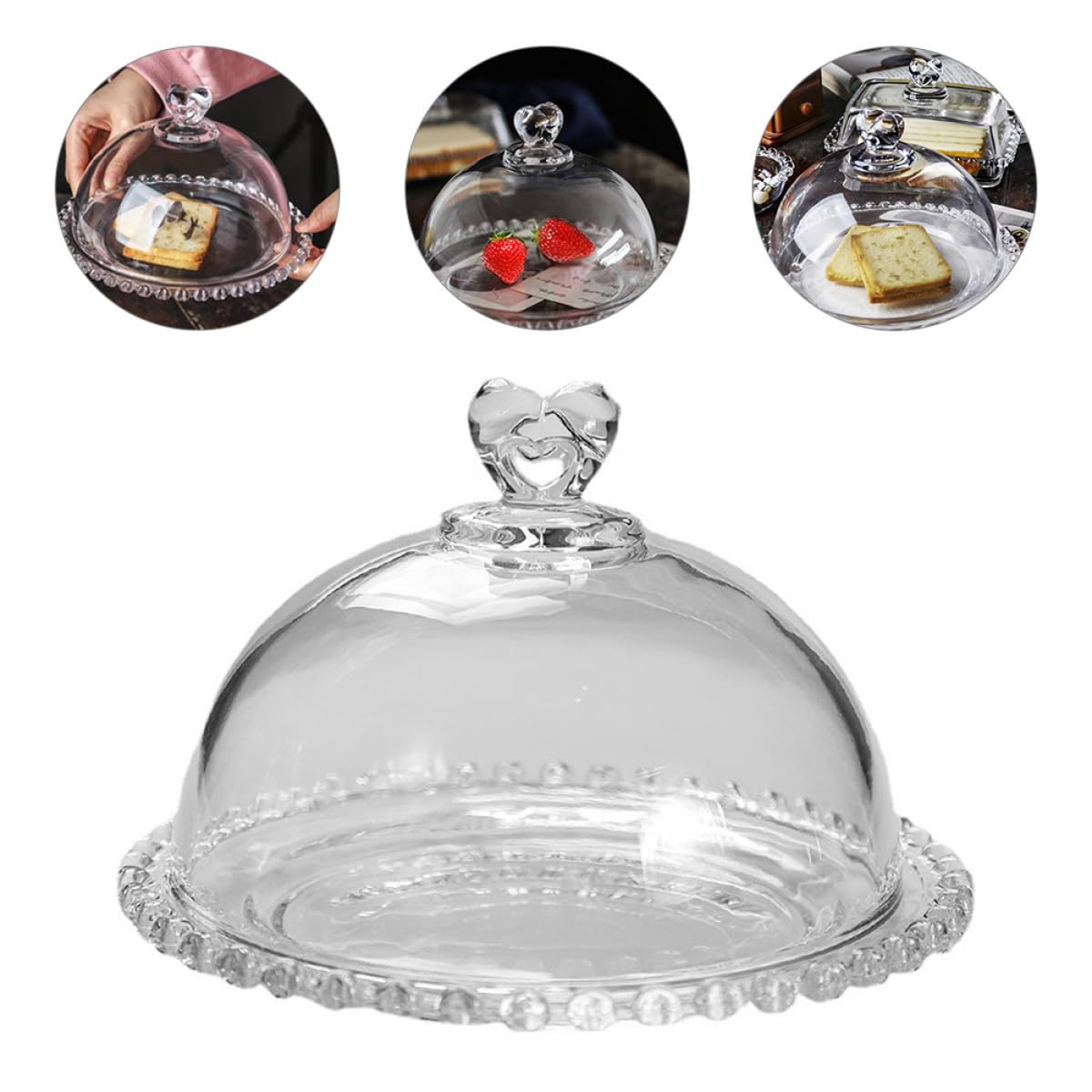 Bandeja de Vidrio para Servir con Cubierta de Cristal Transparente, Soporte para Pasteles y Cupcakes, Plato Redondo de 30 Cm para Postres y Exhibición en Fiestas