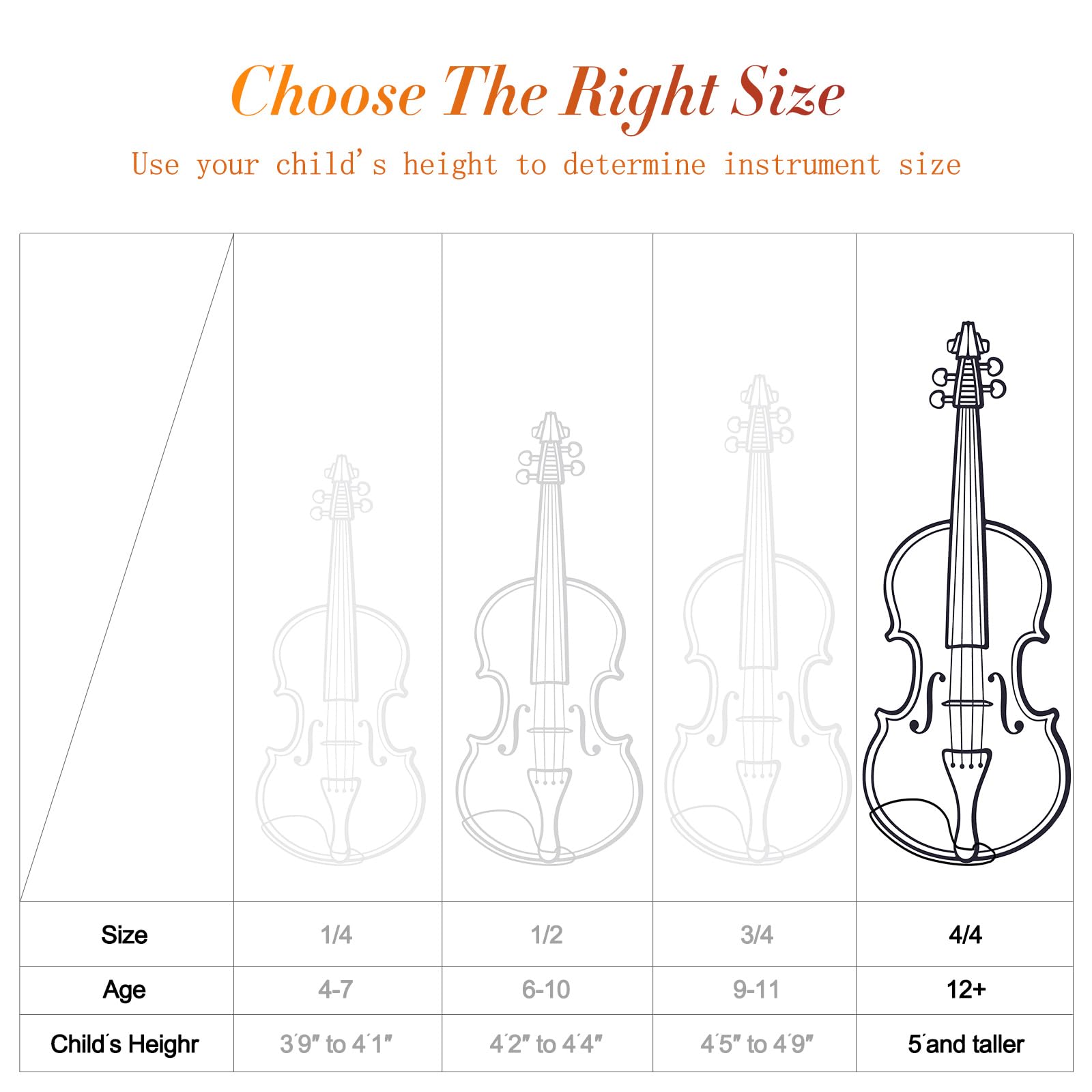 Violín para principiantes, violín de madera maciza de ébano con cuerdas, kit de violines principiantes para estudiantes con estuche duro, colofonia, arco, instrumentos musicales de cuerda,
