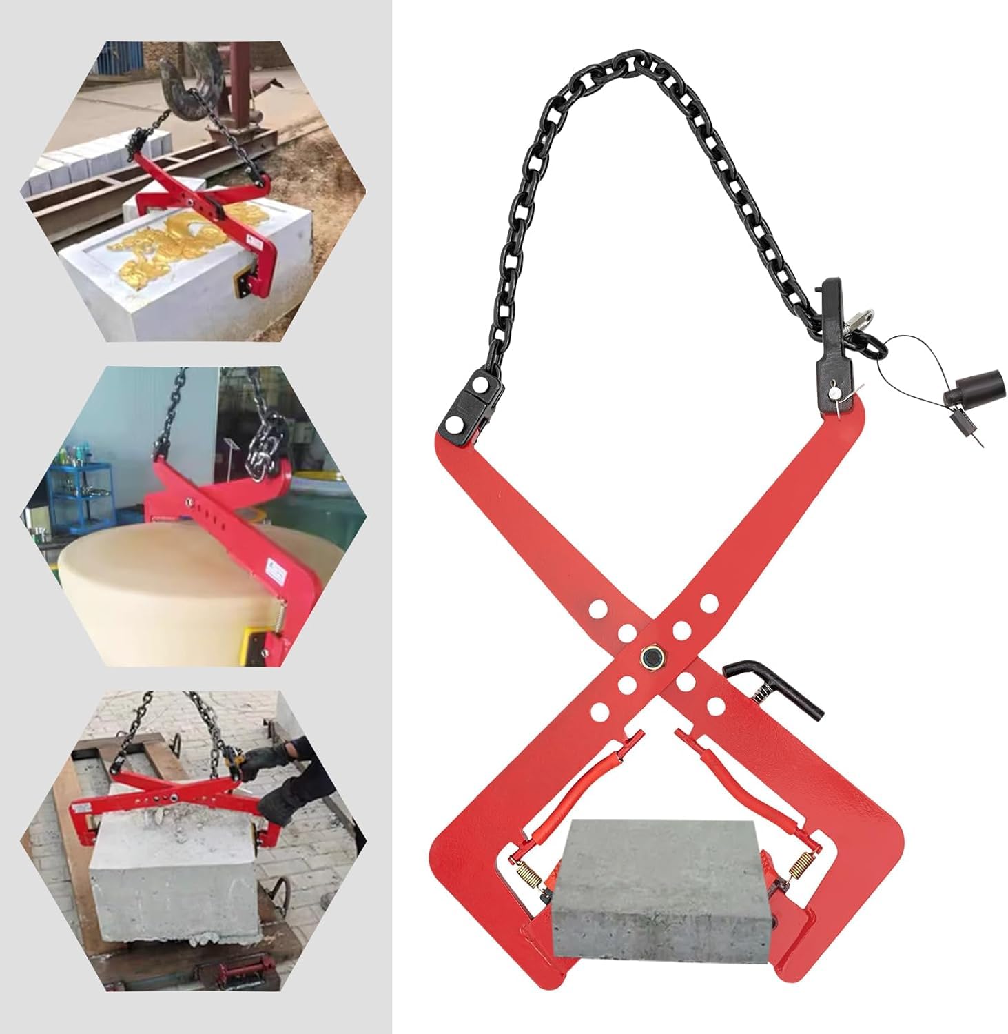 Lifting Clamp, High Performance Adjustable Opening Heavy Duty Steel Pallet Pulling Clamp, 771.6 lb Load Lifting Clamp, 11.81-20.08 inch Adjustable, for Handling Sheet Metal/Glass/Granite/Wood