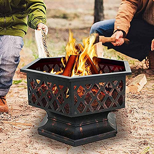 Braséro de jardin en fer hexagonal de 24 pouces pour extérieur