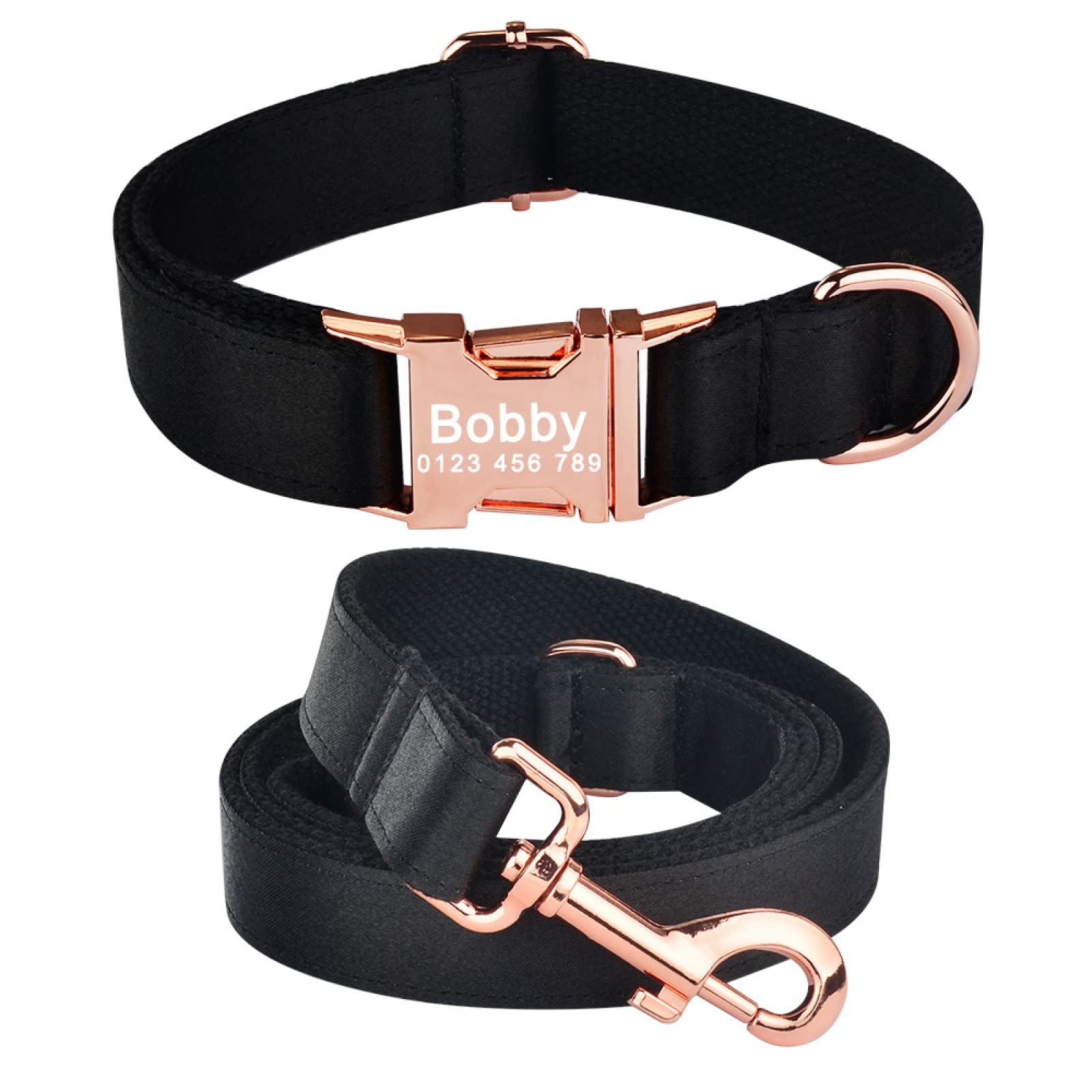 Collare Per Cani Nome Identificativo Inciso Personalizzato Nylon Riflettente XS-L Collare Per Cani Personalizzato Guinzaglio Set ID Nome Numero Di Telefono Tag,Nero,Collare Per Cani S