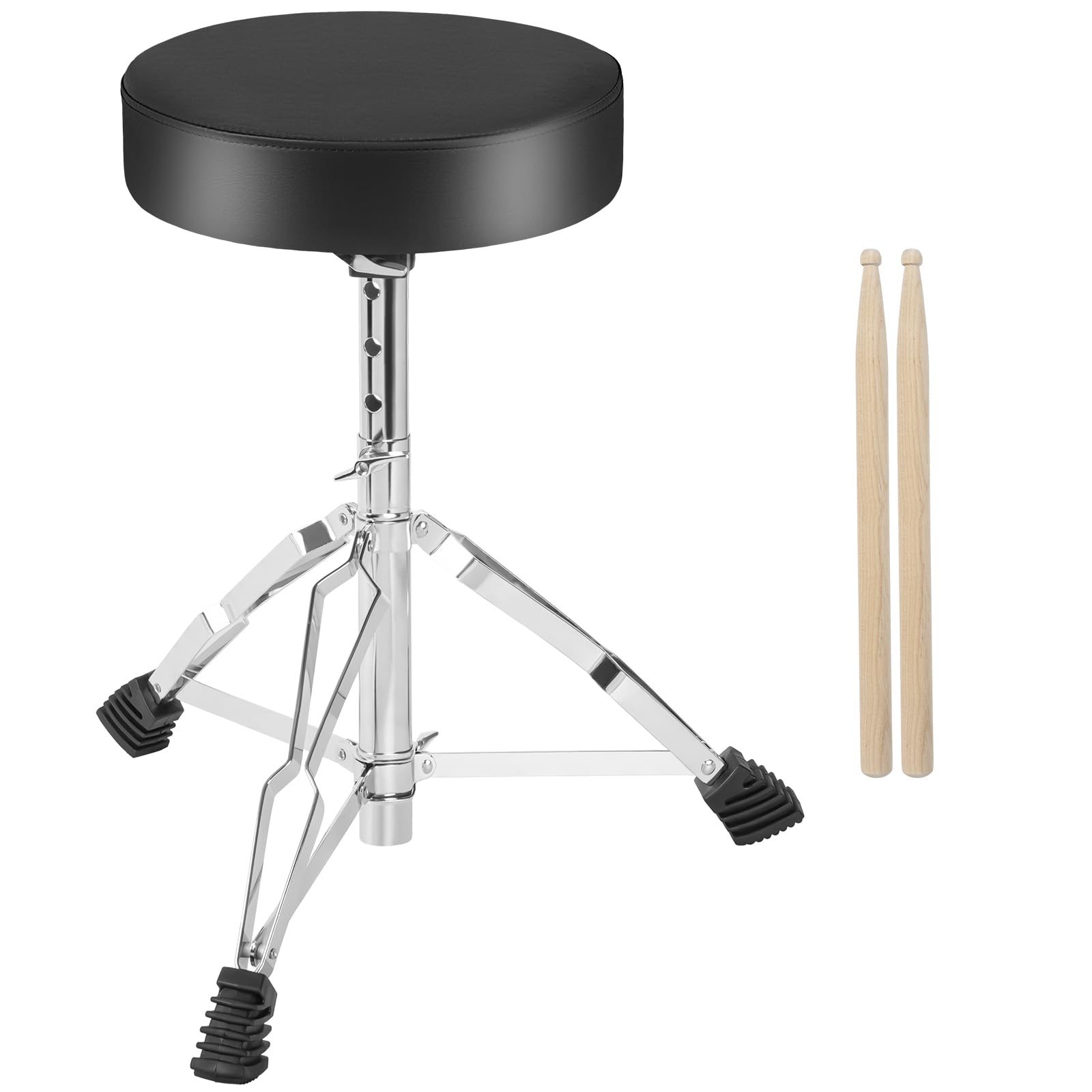 AKOZLIN Drumhocker mit gepolstertem Sitz, höhenverstellbar 38-55 cm | Runde Sitzfläche, Robustes Dreibeingestell, Rutschfeste Gummifüße, Klappbar, Für Schlagzeuger, Percussionisten und Keyboarder