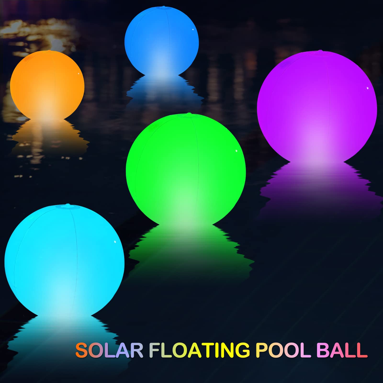 Night Light Rukars Solar Powered Floating Pool Lights - 4 Pack, 14 Inch ...