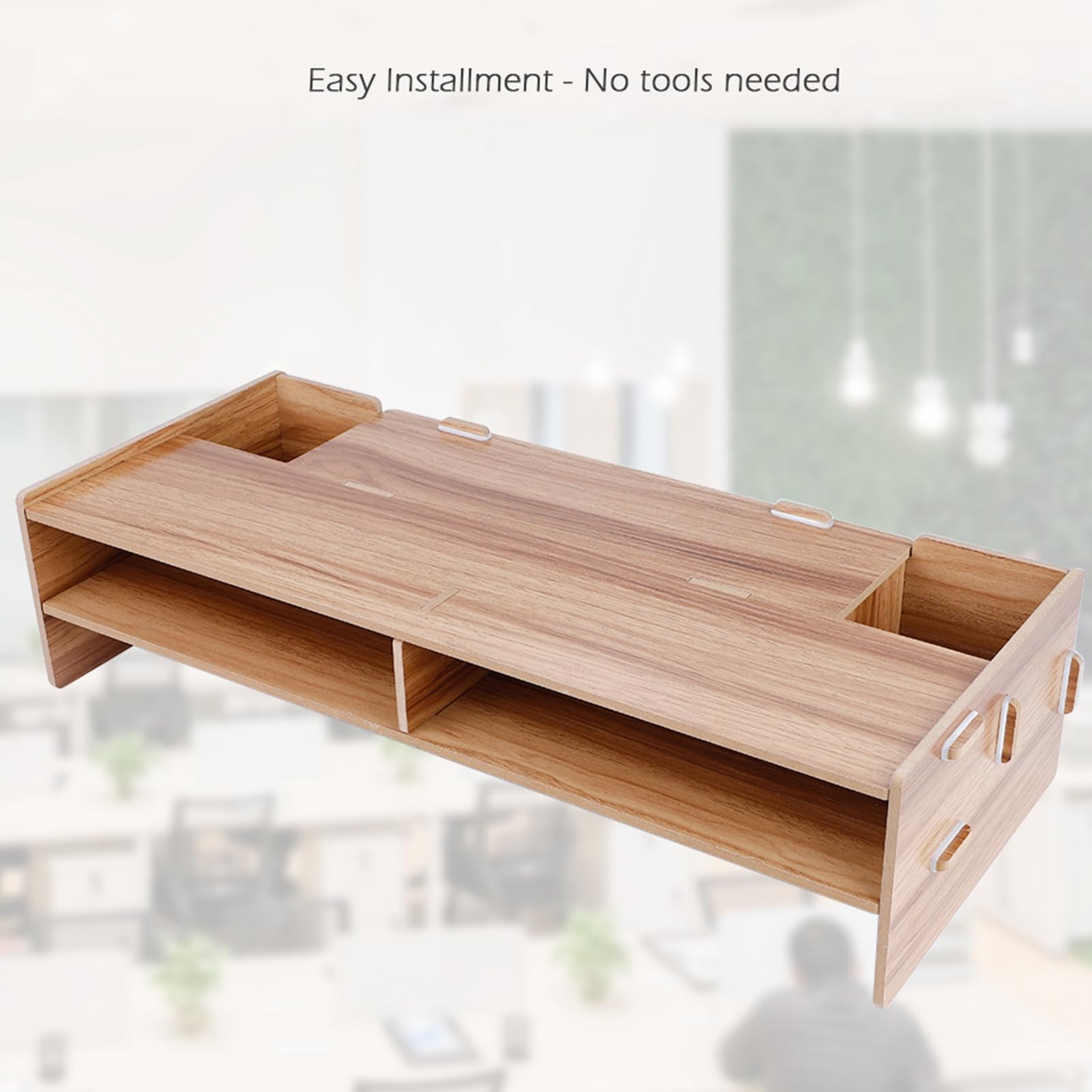 Ejoyous Podstawka Pod Monitor z półką, 19,3x7,9x4,5 Cala, Drewno Wiśniowe