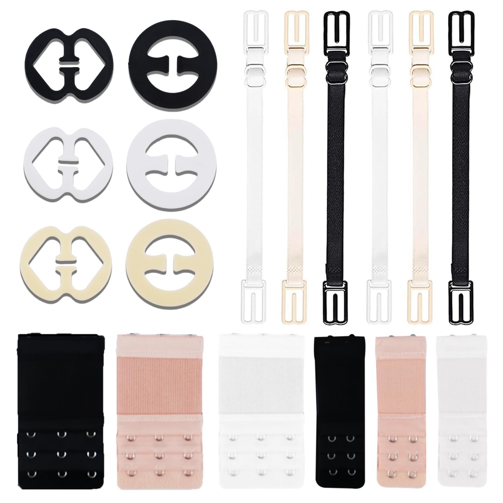 REDANHA 18 PCS Adjustable Bra Strap Clips Soft Stretchy Back Bra Extension Strap for Anti-Slip and Women Shoulder Comfort