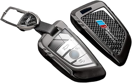 Funda para llavero de fibra de carbono y llavero para BMW 5, 6, 7 Series, X1, X2, X3, X5, X6, X7, Tipo A, negro, Negro -
