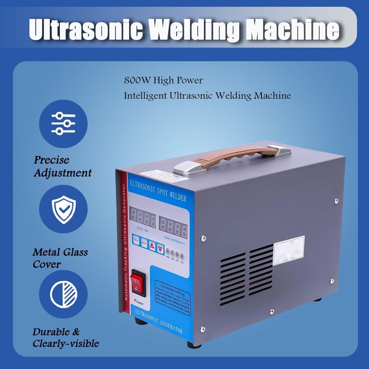 Machine portative de soudage par points en plastique à haute fréquence, soudeuse plastique par ultrasons 700W 28KHz avec 10 têtes de soudage, for ABS/PP/PE