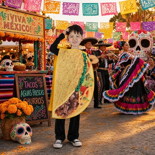 Disfraz de taco ligero para niños 6-12 años miniatura 4