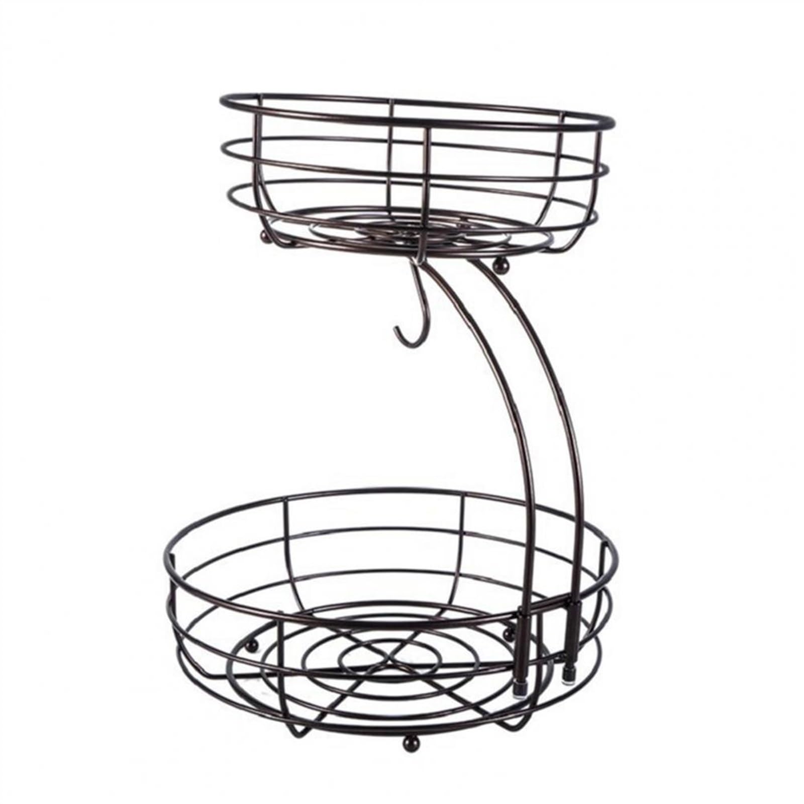 zhangrui1888 Fruit Basket Fruit Basket, Vegetable Storage, Capacity Double-layer Multifunctional with Quick Drainage, Kitchen Counter Fruit Basket Bowl(Black)