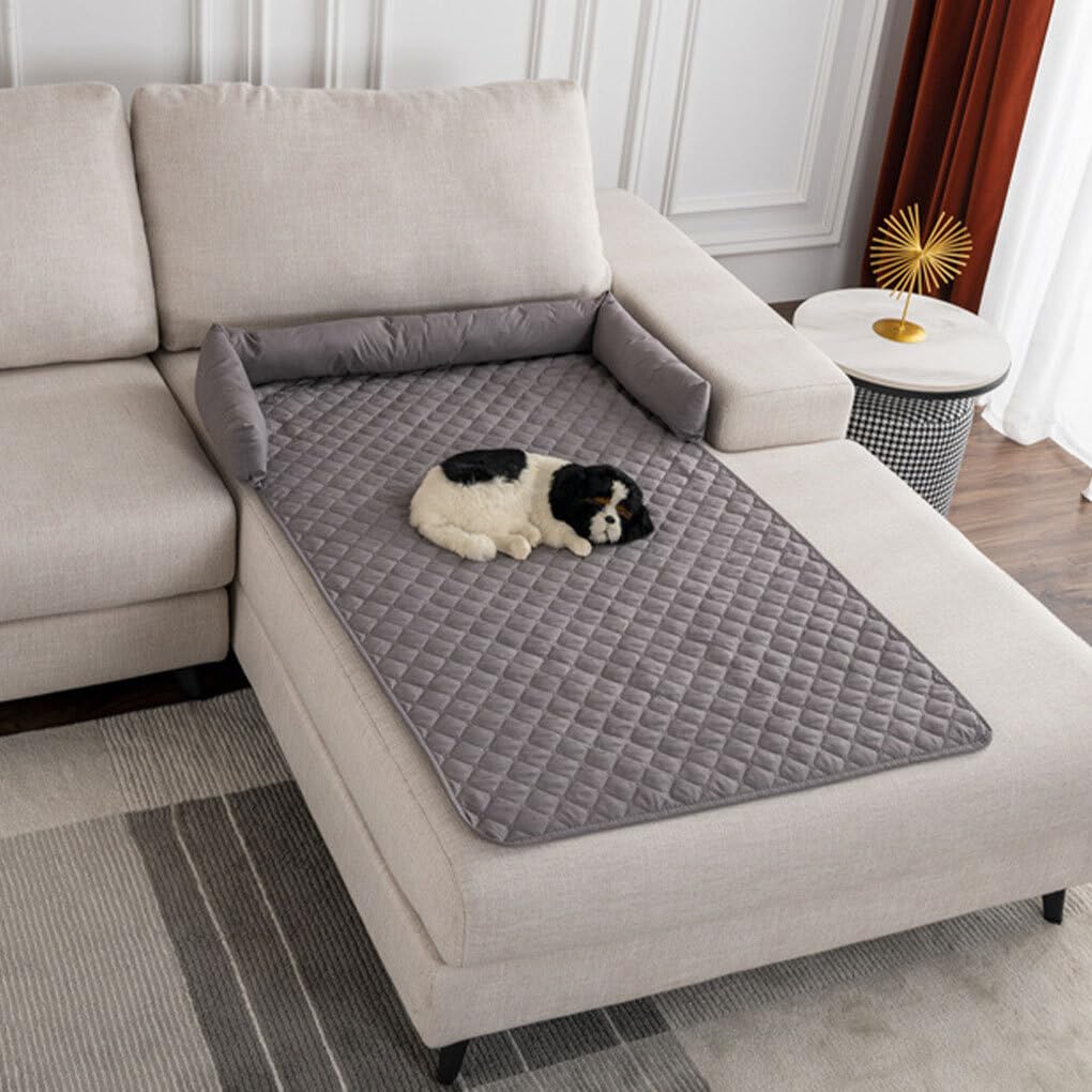 Manta para Mascotas para protección de sofá Cama Muebles acogedores y Elegantes Impermeable Cama para Perro colchón Tela Antideslizante Funda de sofá, Gris Oscuro, 75 * 75