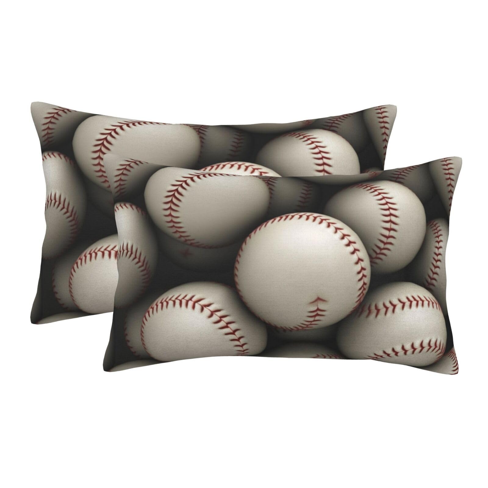 2 Pack Standard Size Pillow Cases for Hair and Skin Soft Breathable Pillow Case Covers with Hidden Zipper Baseball Pillowcase 20"x30" Pillow Cover for Sleeping Gift