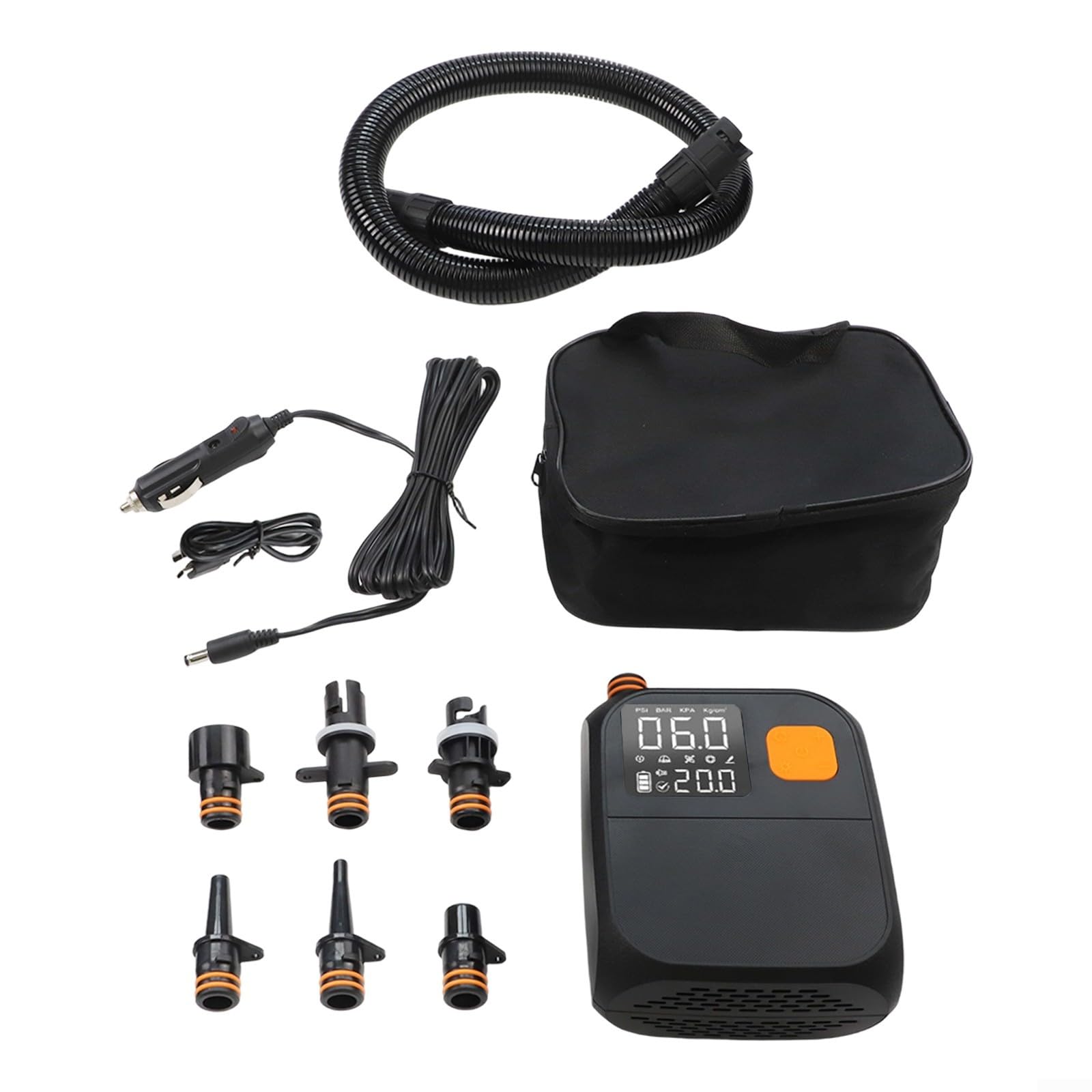 Bomba infladora eléctrica recargable inalámbrica portátil de 8000 mAh, diseño compacto, alto volumen de aire, 100 lmin, 25 psi, para kayak, canoa, paddleboard, balsa inflable con L