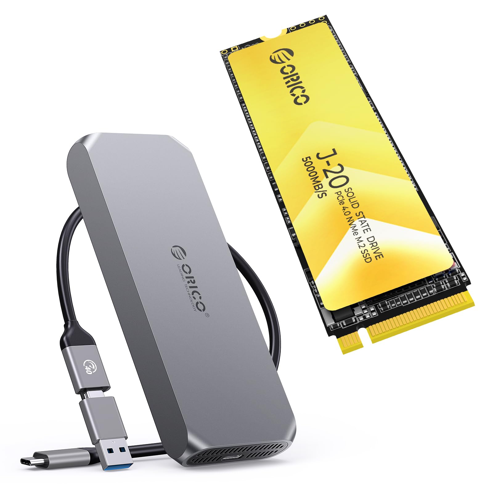 ORICO 40Gbps M.2 NVMe SSD Enclosure with Cooling Fan 8TB Compatible with NVMe SSD with Heat Sink, M.2 2280 SSD PCIe Gen4x4