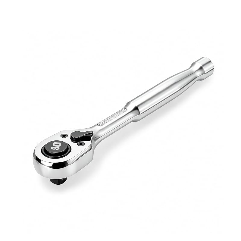 Chave catraca de baixo perfil WORKPRO 1/4 pol. (6,35 mm), 90 dentes, reversível e com liberação rápida, W071106A, 1 unidade