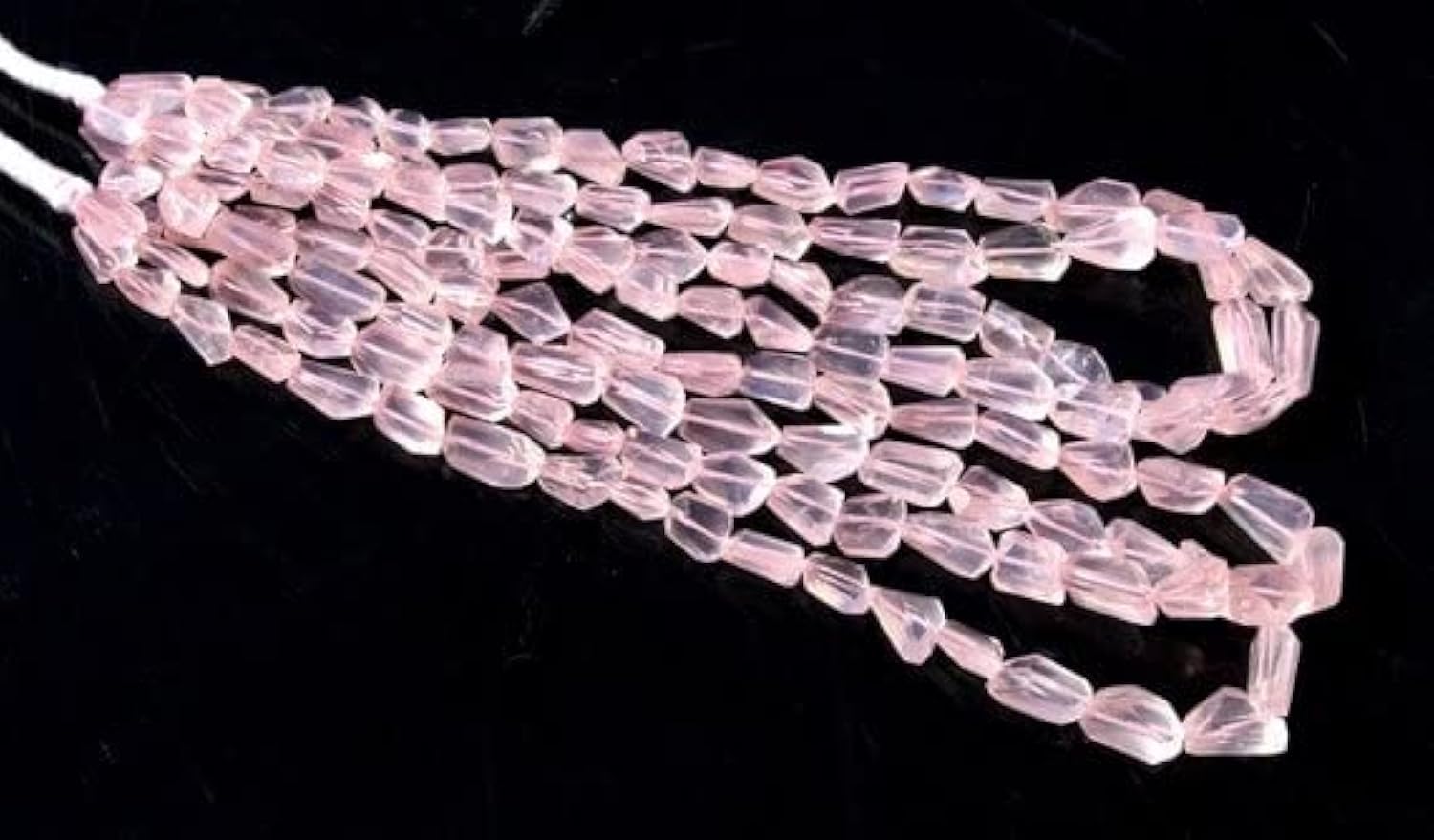 Perles quartz rose naturel facettées briolette nugget 10-17mm pour fabrication de bijoux DIY