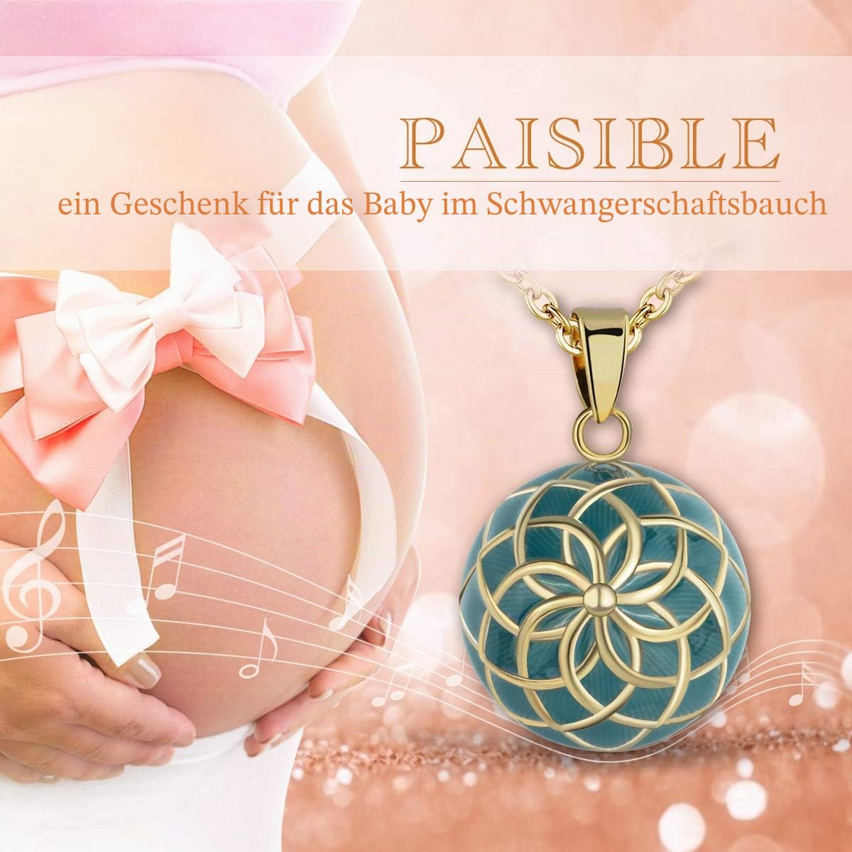 AEONSLOVE Bola Klangkugel Schwangerschaft Kette Schwangerschaftsbola mit Kette Vintage Engels Rufer Halskette Geschenke für Schwangere Werdende Mutter