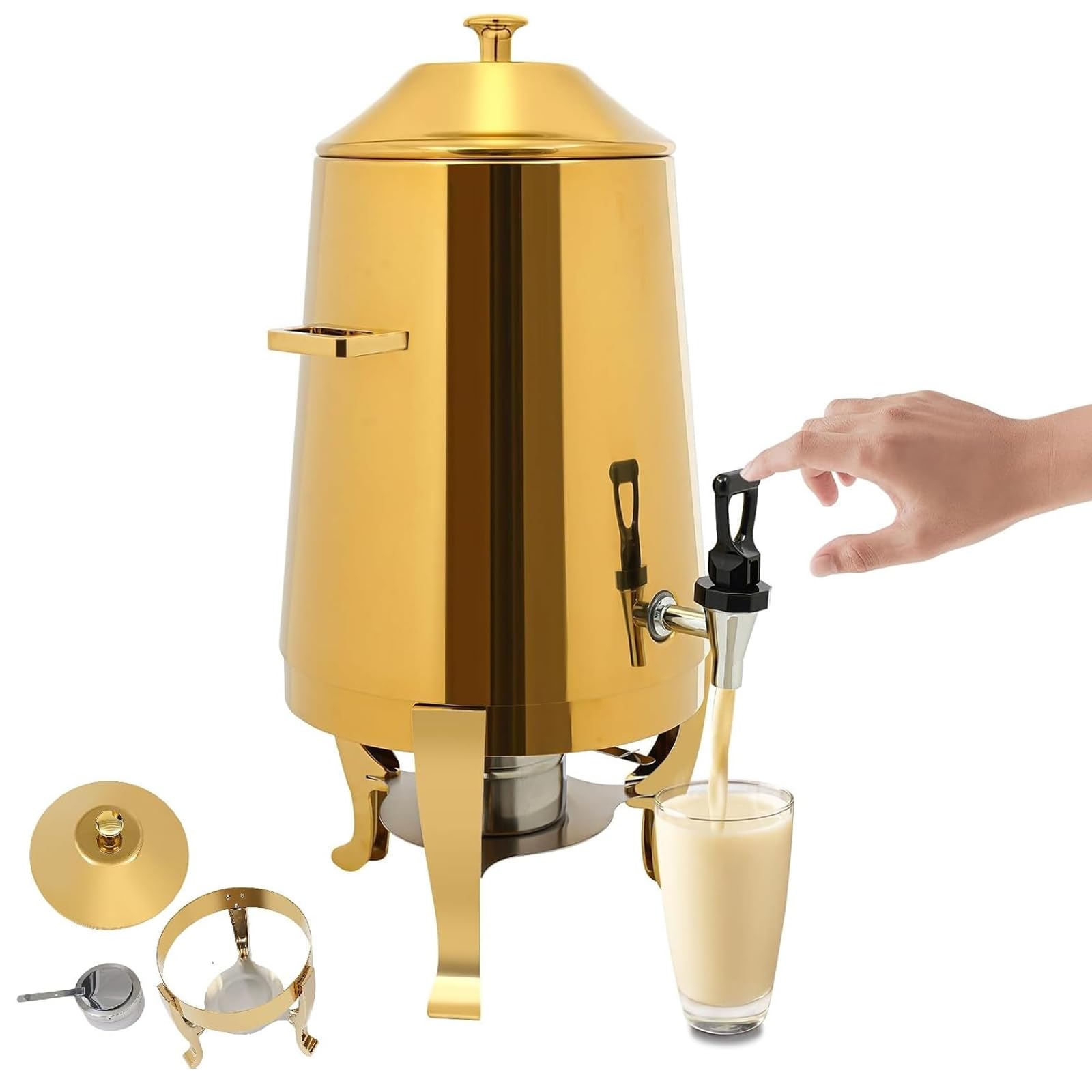 Dispenser per bevande calde da 13 l, in acciaio inox, con rubinetto, per caffè, tè, acqua, succhi di frutta, per catering, matrimoni, eventi, feste