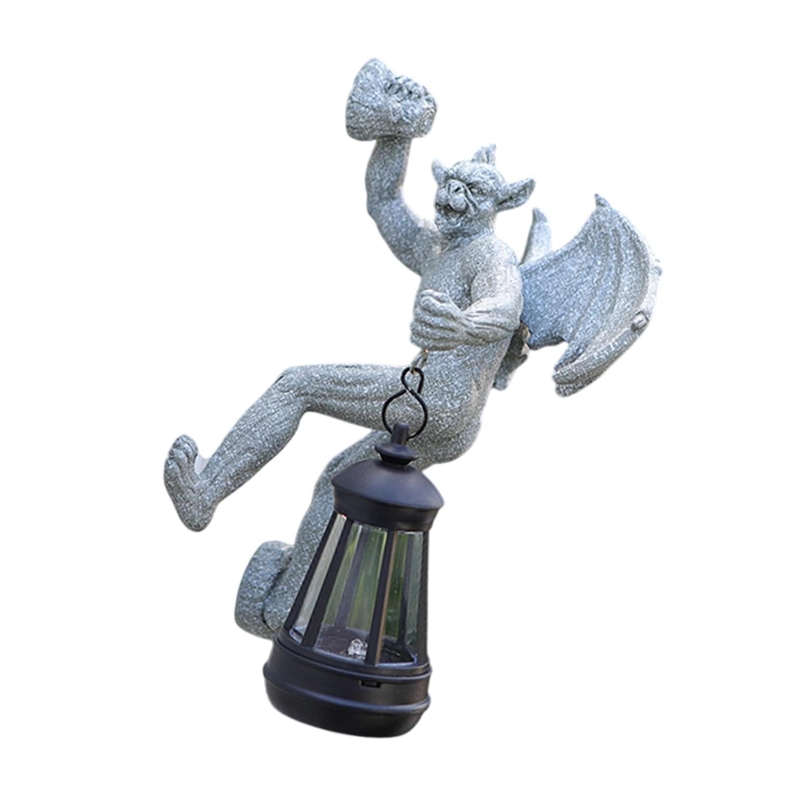 Lampe solaire extérieur étanche et statue de jardin murale grise