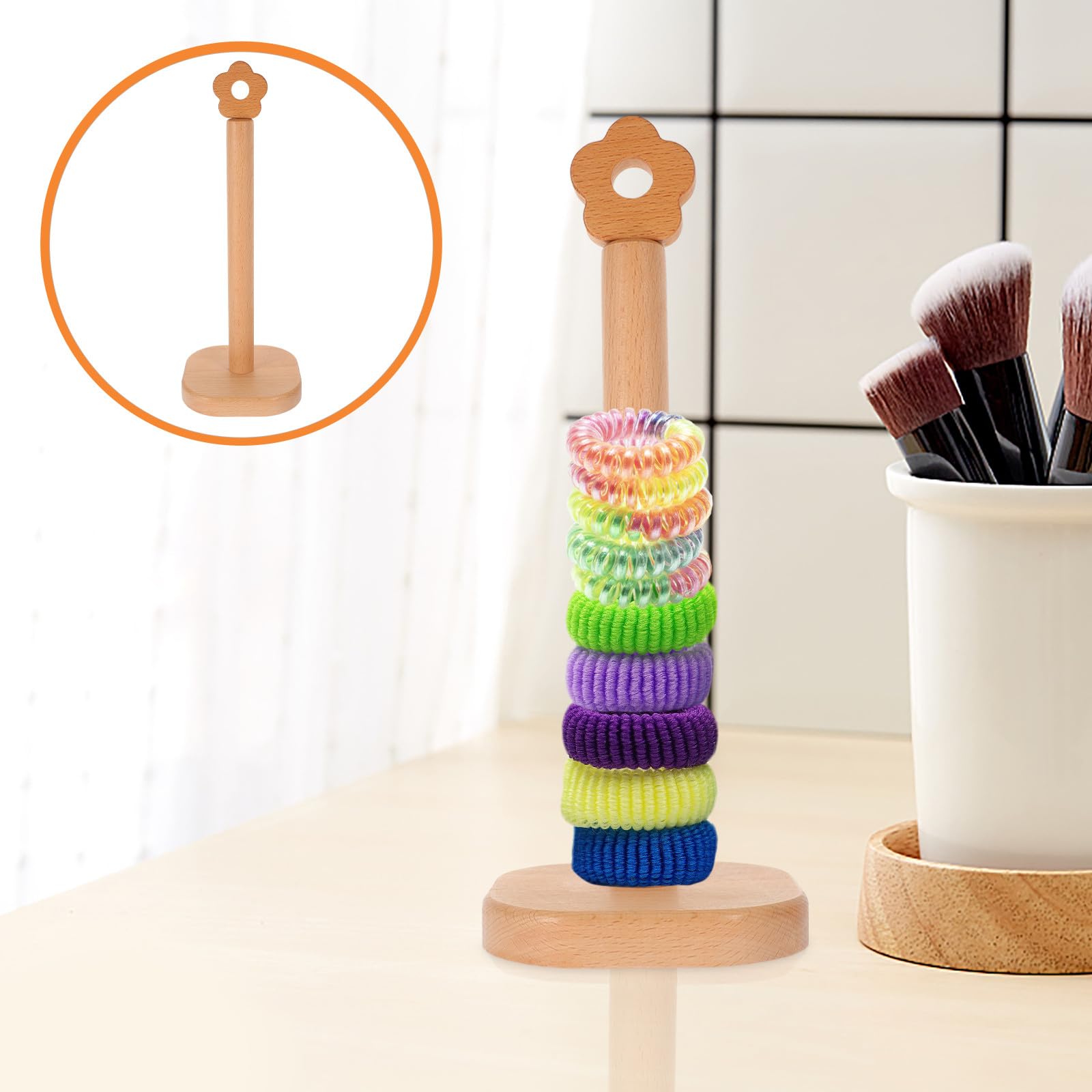 Haargummi Halter Holz mit Viel Platz für Haarbänder und Accessoires