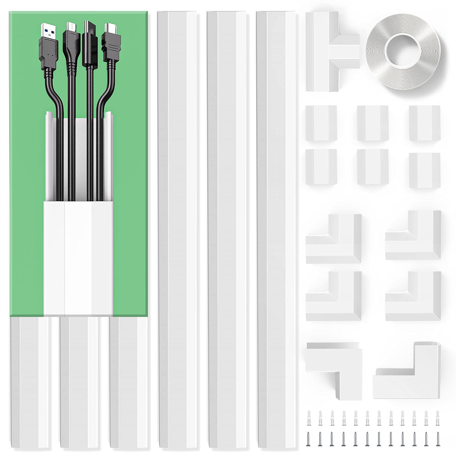 Delamu Cord Hider 94.5in Cable Management Channel to Hide Wires, 6