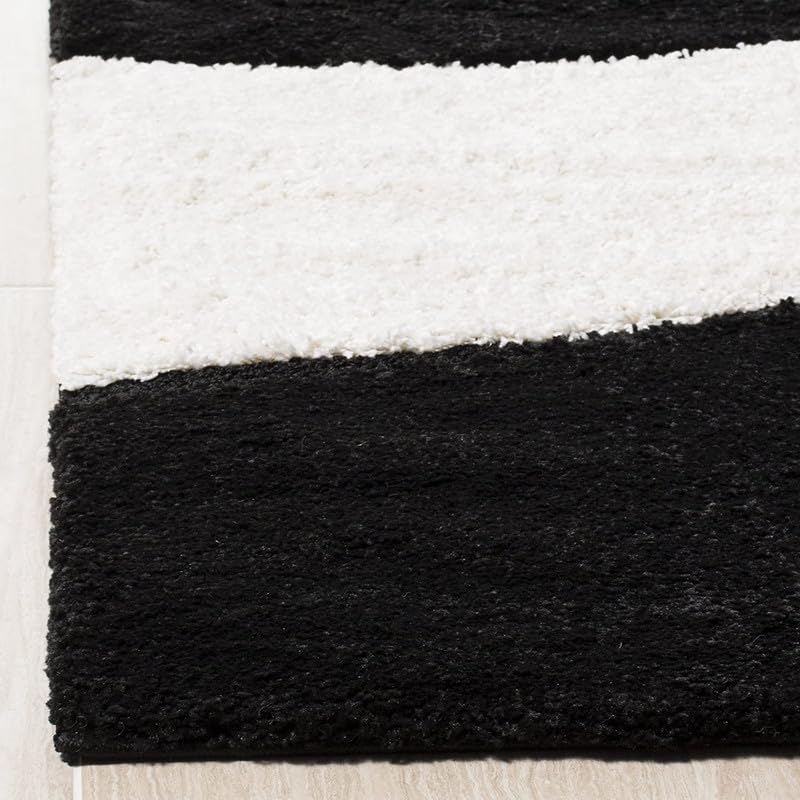 Image of Shaggy Area Rug for Living Room and Bedroom 5X7 FT Soft Plush Floor Carpet with Fluffy Texture, Modern Decorative Rug,Bedside and Indoor Spaces,Black