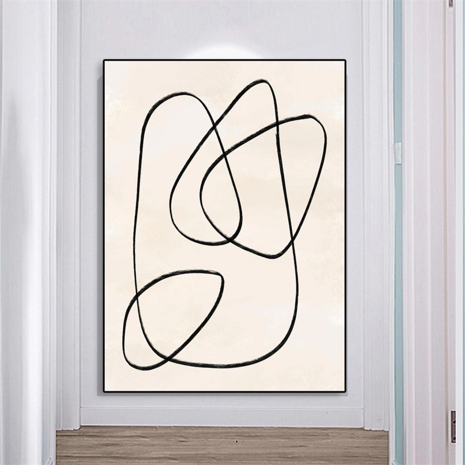 LMYSXAOZ Black Minimalist Line Art Aesthetic Beige Canvas Painting Abstract Print Modern Home Room Decoration(65x130cm/Frameless)