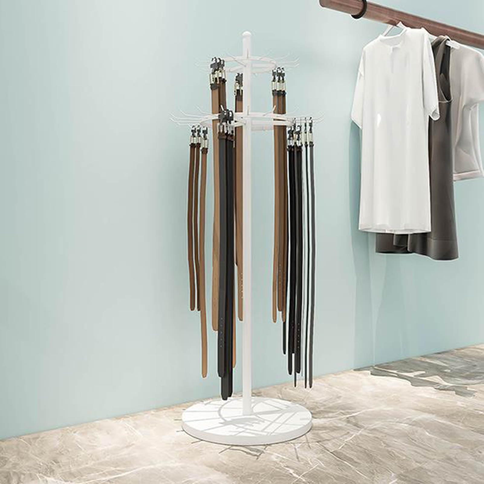 Soporte de Suelo para Guardar Cinturones, Multiusos, para Bufandas, chales, Bolsos, Joyas, Organizador de Corbatas para comercios y Negocios, Expositor de Cinturones de Karate para boutiques