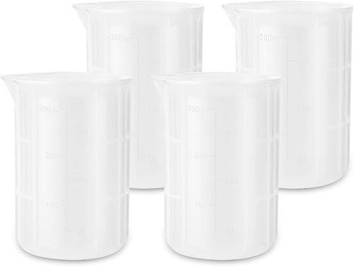 Gartful Vasos mezcladores de 10.1 fl oz para resina epoxi, 4 tazas medidoras de silicona extra grandes, reutilizables, herramienta de vertido