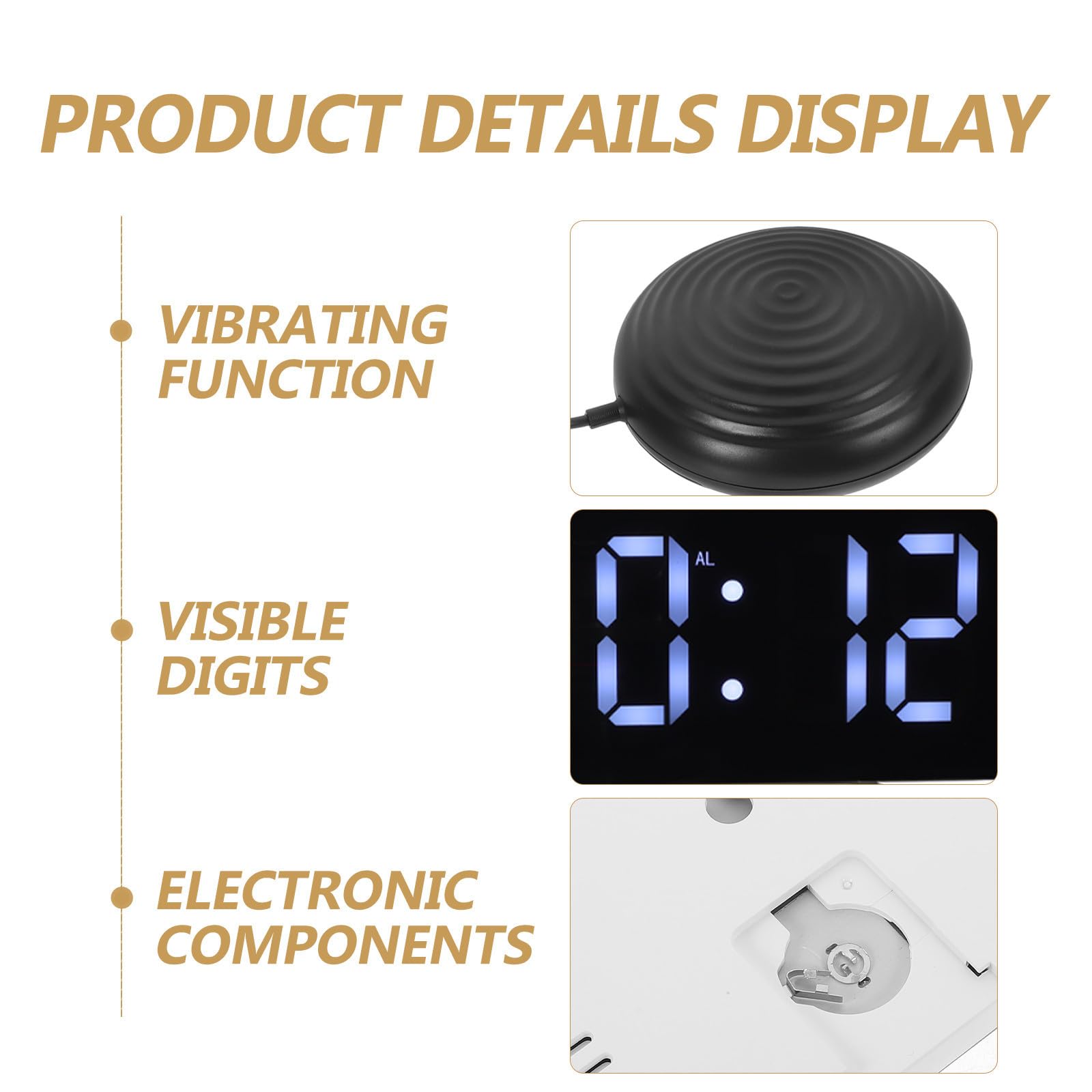 POPETPOP Despertador Digital y Espejo RGB, con Vibración Pantalla Grande