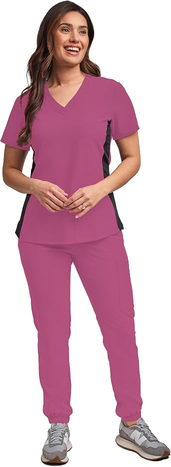 Green Town Scrubs for Women Scrub Set - Jogger Pant and Comfort Stretch V-Neck Top, 5 Pockets, Easy Care Uniforms