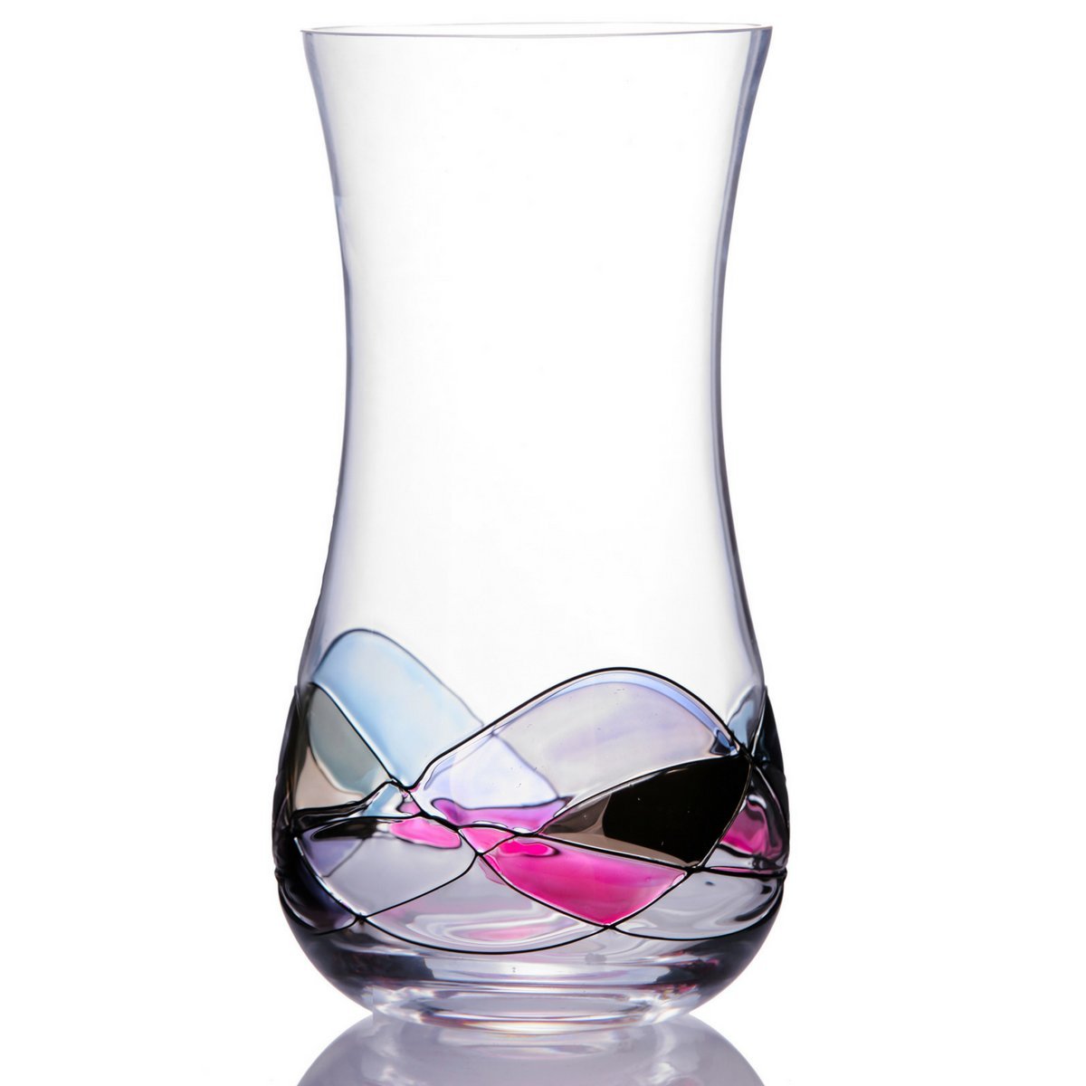 Hand Painted Blown Glass Flower Vase by Sonoma Artisan; Elegant Design with a Modern Twist; Use to Display Beautiful Bouquets or as a Decorative Accent; Unique & Special Gift Idea for Many Occasions