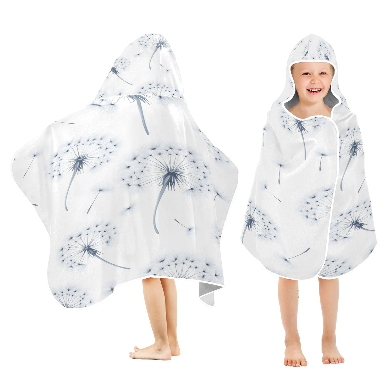 Kigai Dandelion Hooded Beach Towel for Kids Soft Absorbent Quick Dry Bath Towel with Hood Lightweight Toddler Shower Pool Bath Wrap for Boys Girls