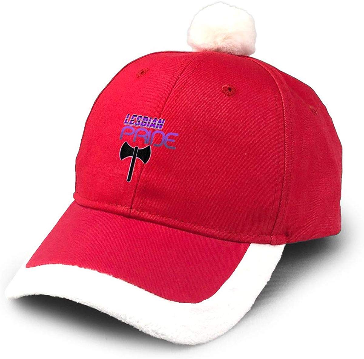 GGdjst Lesbian Pride Labrys Flag Art Christmas Costume Headwear Dad Trucker Santa Hat Red Xmas Baseball Cap Adult Women Men Children Teen Boy Girls Party Decor Gift Decorations Ornament