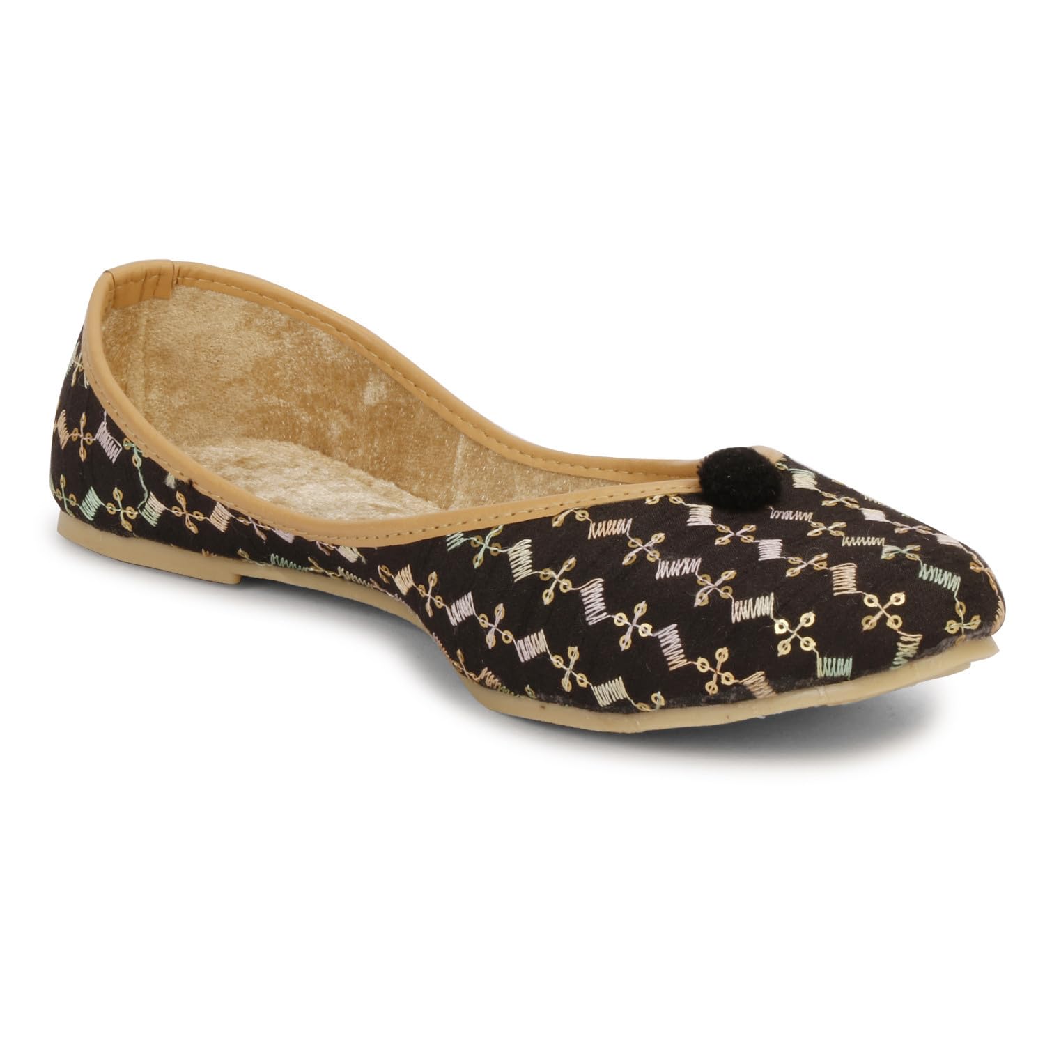 try feet Designer Modern Black Ethnic Jutti for Women's Ladies Girls-picture-30