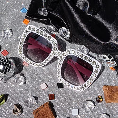 Bling Bedazzled Sunglasses Womens Mens, 70s Disco Rhinestone Glasses Sparkly Glitter Diamond Festival Shades3
