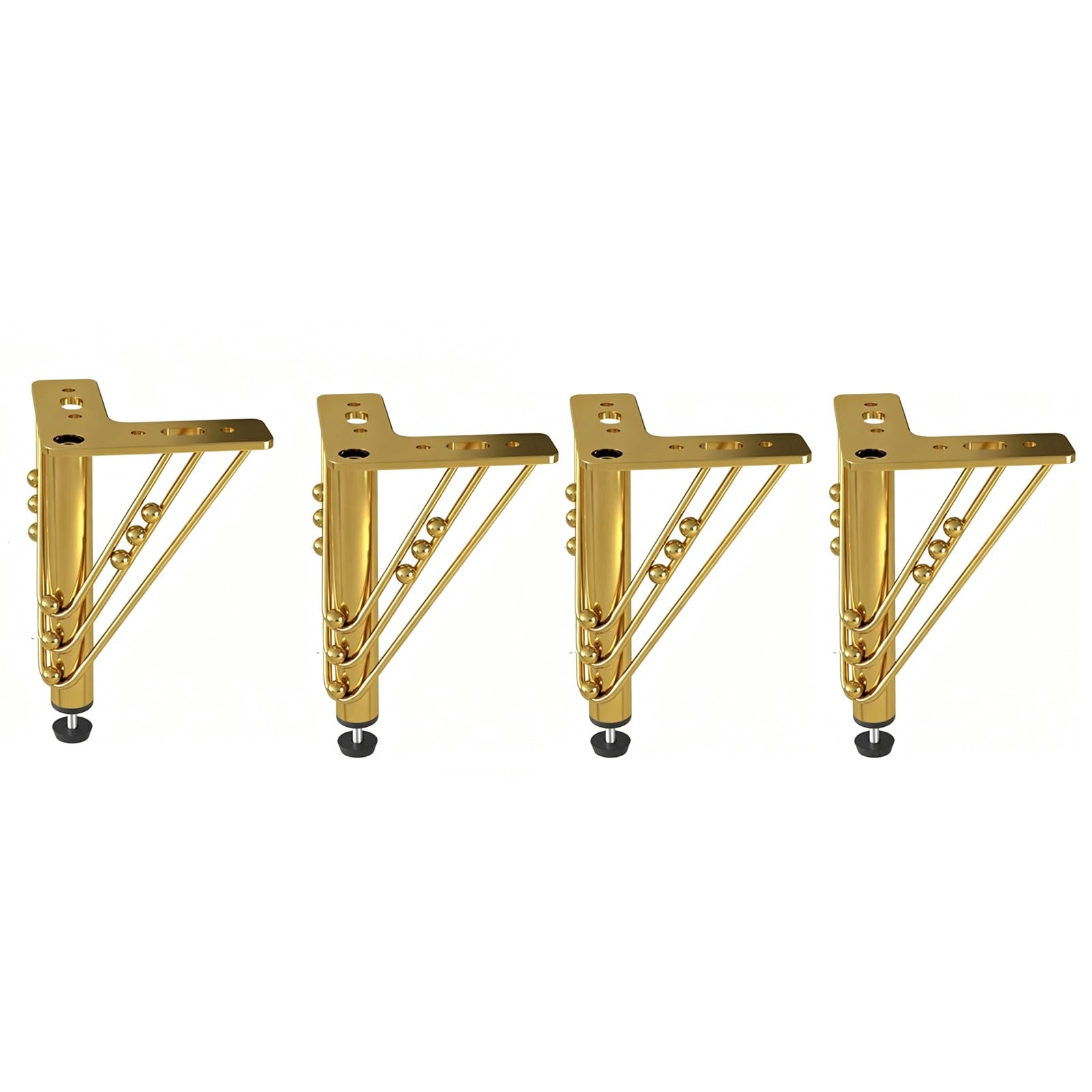 UYHBCNQD 4Pcs Furniture Legs Set Metal Replacement Legs Furniture Foots Dressers Support Legs Chair Legs Cabinets Feets Benches Support(Gold,12cm)