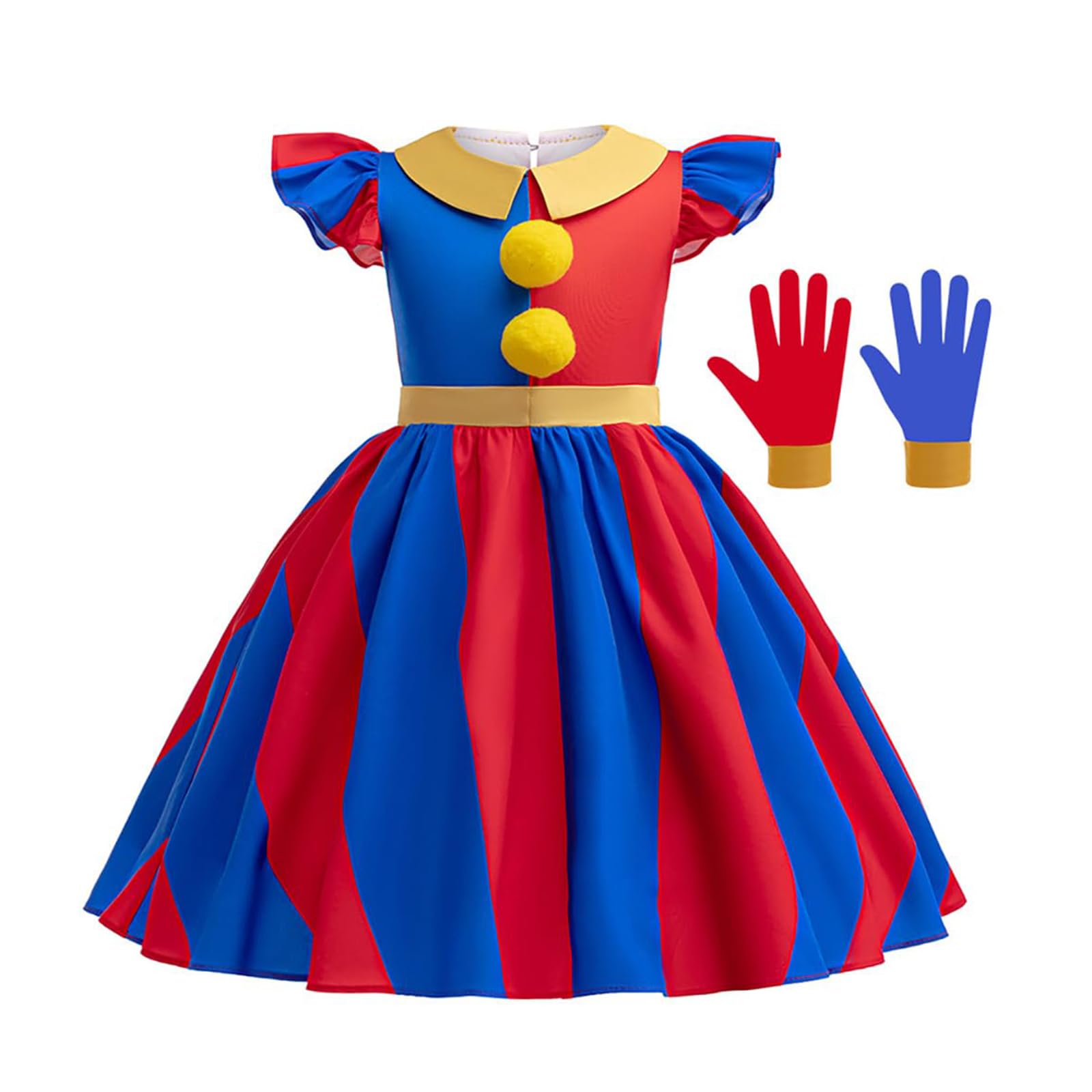 Pomni Clown Dresses for Girls Amazing Circus Costume Pomni Costume with Gloves Anime Character Fancy Dress Cartoon Circus Outifit for World Book Day,Carnival Halloween Cosplay Party โ image 1