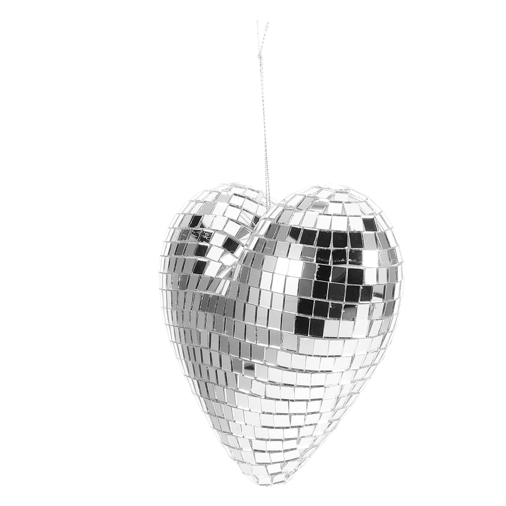 Bola de Discoteca Forma de Corazón Colgante Plata de Vidrio
