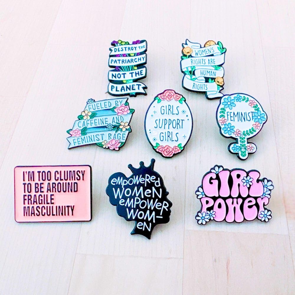 9PC Feminist Pins Brooch Enamel Pin for Girls Girly Power International Women Rights Day History Month Empowerment Feminism RBG I Dissent Ruth Human Social Juctice Vote Buttons Gifts Accessories