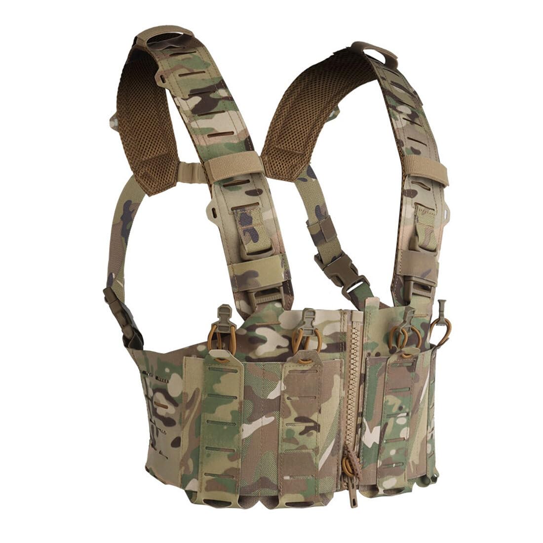 Tactical Chest Rig Lightweight MOLLE Vest, Adjustable Open Chest Rig with Pouches for Airsoft, CS Games Outdoor & Training