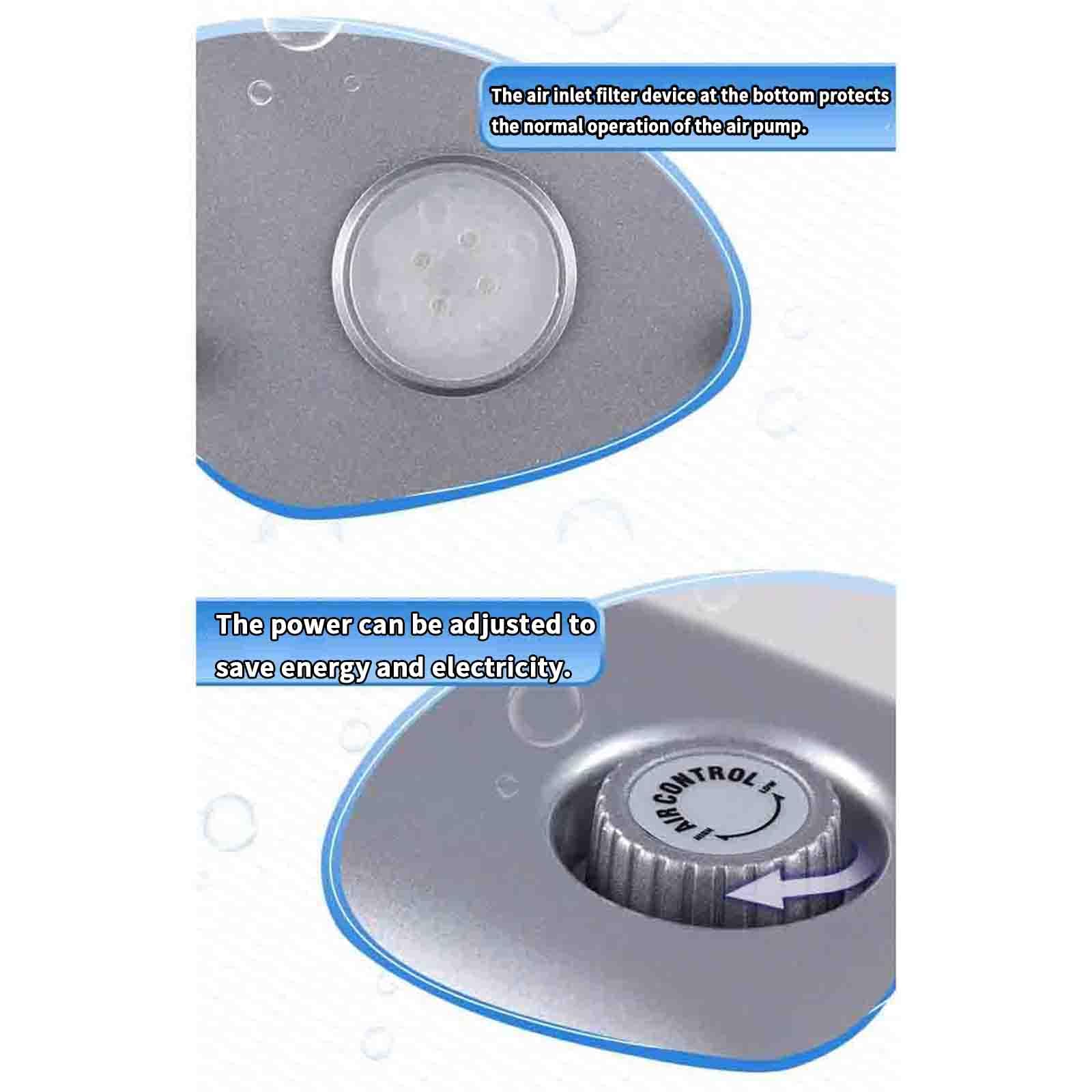 JUSHZ Pompe d'Aria Pompa Acqua Pompa Acquario Ossigenatore Acquario Aeratore Mini Giardino Silenzioso Piccolo Adatto per Acquari Interni (2W 137X81X64mm,Silver)