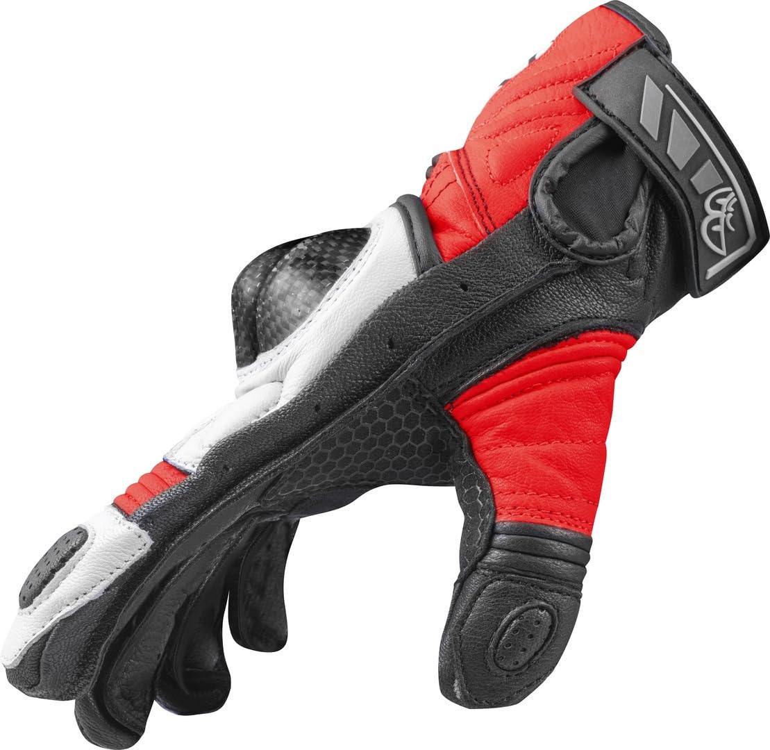 Berik LDX Damen Motorrad Handschuhe, schwarz/weiß/rot, S