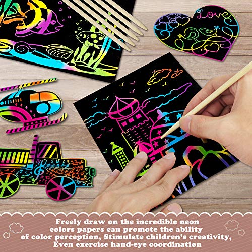 KMUYSL Scratch Art for Kids, No Mess Coloring Scratch Paper Drawing Art Kits - Top Educational Kids Toys for Age 3 4 5 6 7 8 9 10 11 12 Year Old Girls Boys Gift - Thumbnail 4