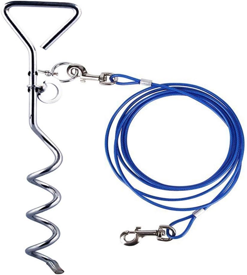 Relux Pet Tie Out Cable Dog Stake for Yard,Dog Leash Stake with Solid Dog Chain 20ft for Medium Large Dogs Up to 125 Pound,for Camping…