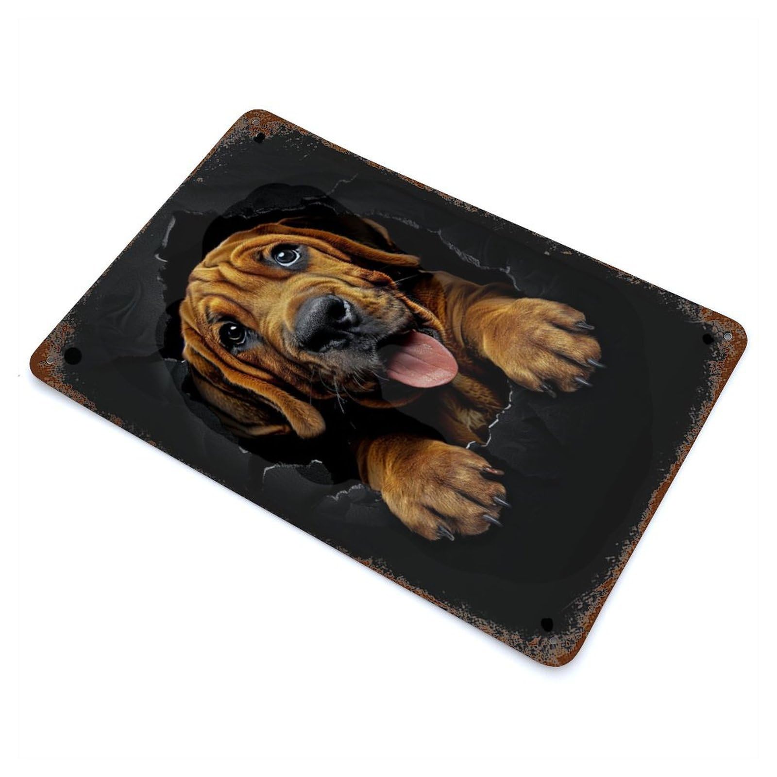 Bloodhound Dog 11.8"x7.9" Vintage Rust Metal Sign, Shabby Chic Decor for Garage, Bar And Workshop Decor