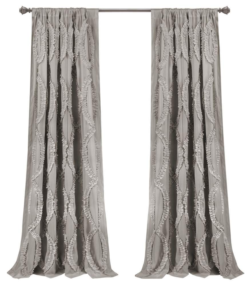 Lush Decor Avon Window Curtain Sydney Throw Blanket, 54" W x 95" L, Light Gray